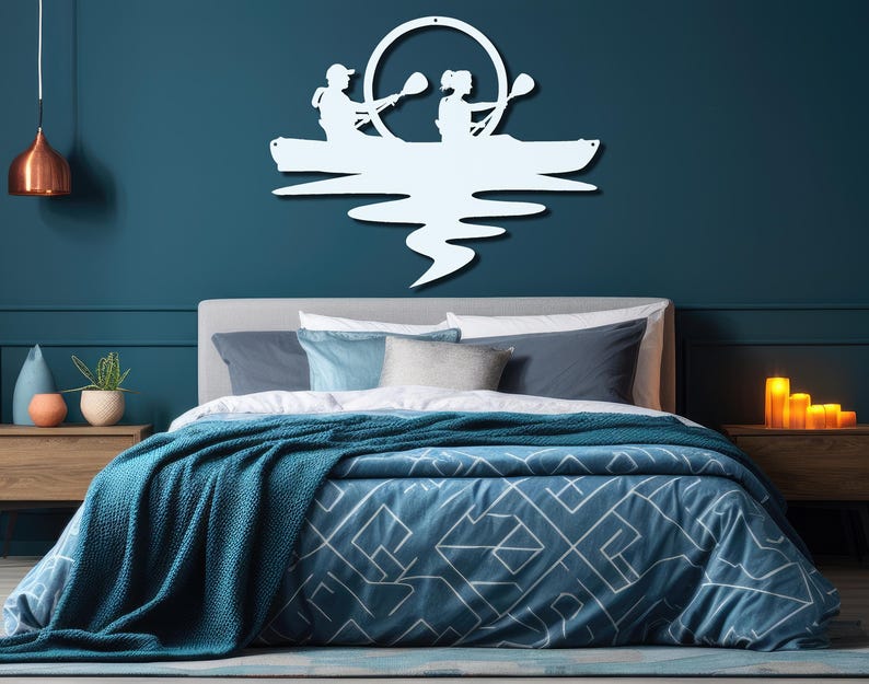 Die-Cut Metal Wall Art Happy Couple Kayaking at Sunset. Outdoor Art, Nature Enthusiast, Adventure Time Art Sign, Outdoorsy Couple Gift