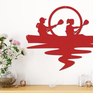 Die-Cut Metal Wall Art Happy Couple Kayaking at Sunset. Outdoor Art, Nature Enthusiast, Adventure Time Art Sign, Outdoorsy Couple Gift