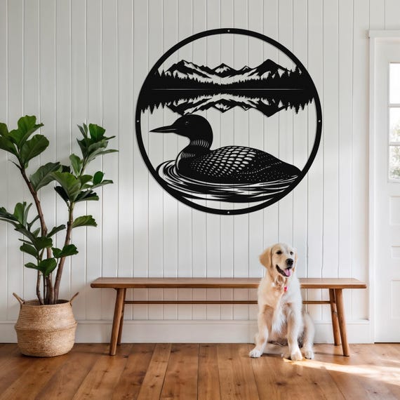 Loon Metal Wall Art-Lake House Decor-Cabin Wall Art-Mountain Lake Scene-Wildlife Art-Outdoor Metal Art-Minnesota Decor-Loon Gift-Rustic Art