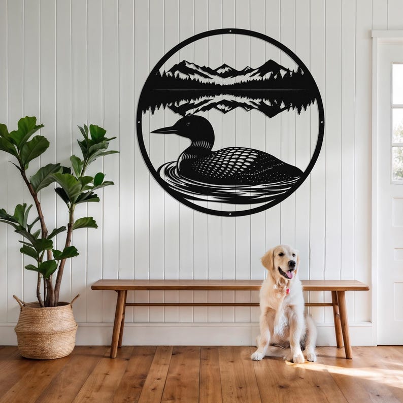 Loon Metal Wall Art-Lake House Decor-Cabin Wall Art-Mountain Lake Scene-Wildlife Art-Outdoor Metal Art-Minnesota Decor-Loon Gift-Rustic Art