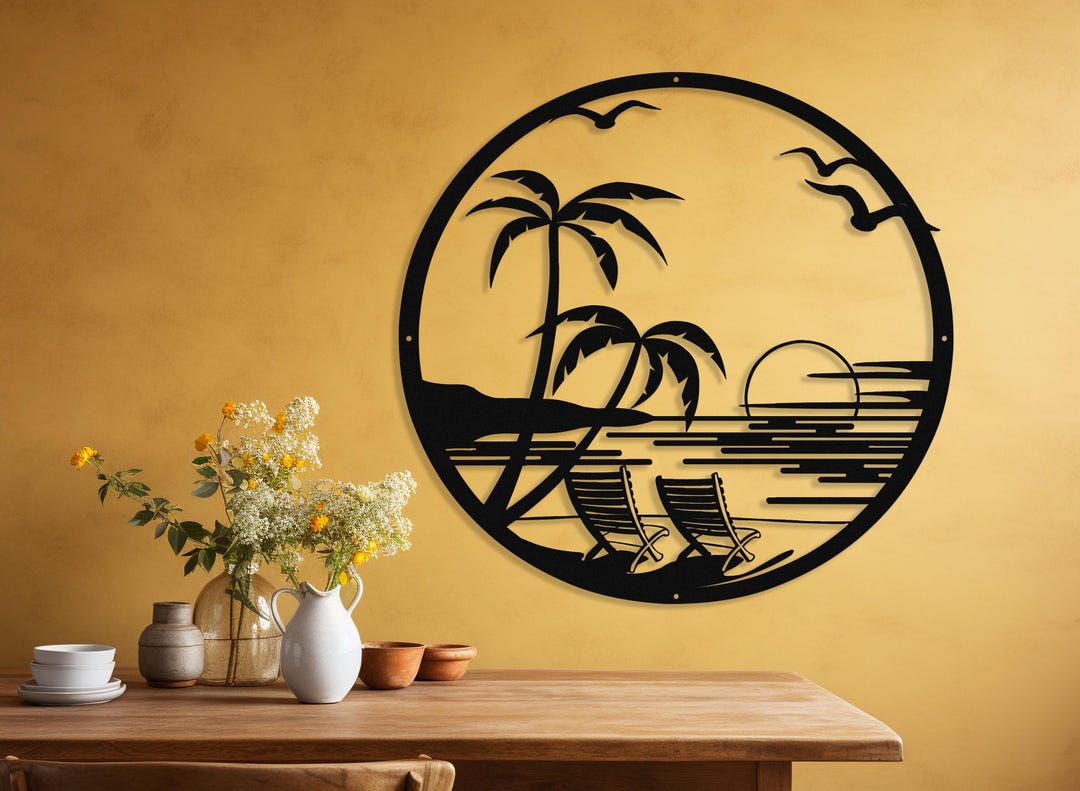 Beach Sunset Metal Wall Art: Tropical Indoor Outdoor Sign - Etsy