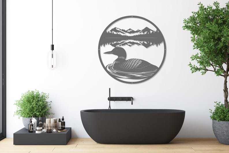 Loon Metal Wall Art-Lake House Decor-Cabin Wall Art-Mountain Lake Scene-Wildlife Art-Outdoor Metal Art-Minnesota Decor-Loon Gift-Rustic Art