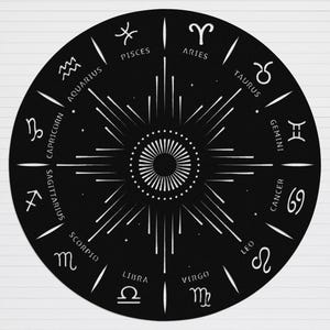 Signes du zodiaque astrologique en métal, carte du zodiaque en métal découpée au laser, art mural, cadeau pour amateur d'astrologie, art horoscope