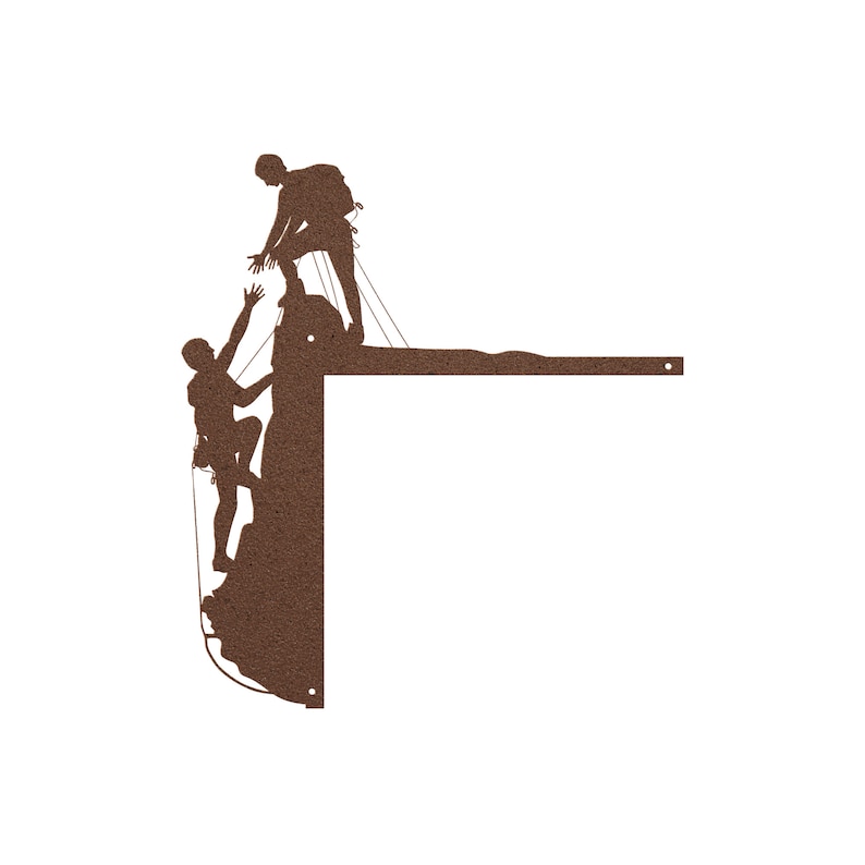 Die Cut Metal Rock Climbing Wall Art Wraps Around a Corner Climbing
