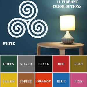 Celtic Spiral Knot Metal Wall Art-Laser Cut Metal Triskele Indoor - Outdoor Sign-Irish or Scottish Folk Art Gift-Traditional Celtic Rune Art. Available in 11 vibrant colors.