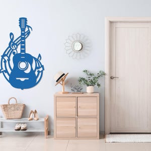 Acoustic Guitar Metal Wall Art, Laser Cut Metal Guitar Sign, Musician or Guitar Teacher Gift, Guitar Decor or Music Room Wall Art