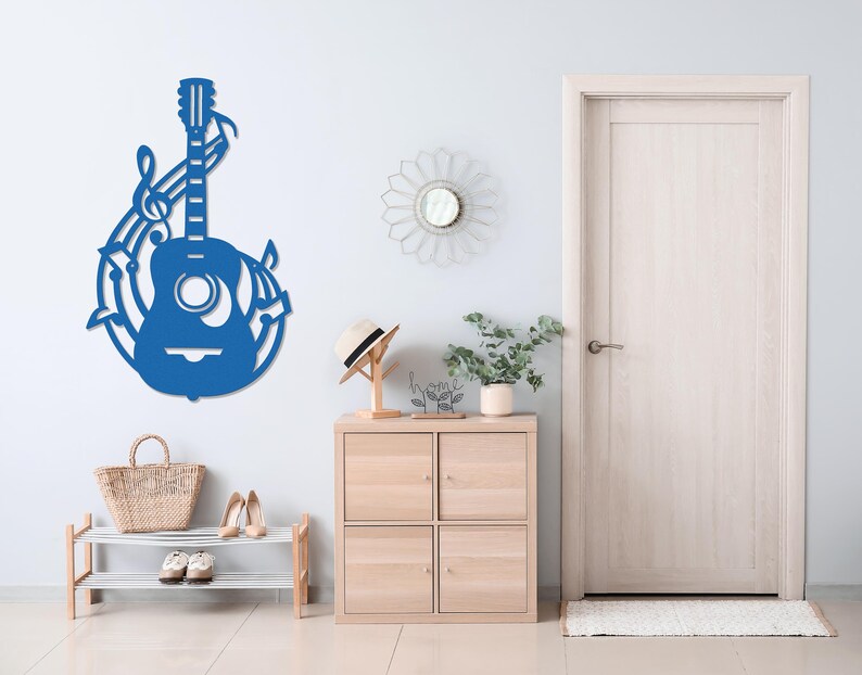 Acoustic Guitar Metal Wall Art, Laser Cut Metal Guitar Sign, Musician or Guitar Teacher Gift, Guitar Decor or Music Room Wall Art