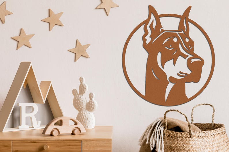 Doberman Pinscher Metal Wall Art-Doberman Pinscher Laser Cut Metal Sign-Dog Gift-Indoor Outdoor Doberman Dog Mom Present-Dog Wall Art