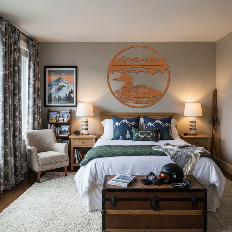 Loon Metal Wall Art-Lake House Decor-Cabin Wall Art-Mountain Lake Scene-Wildlife Art-Outdoor Metal Art-Minnesota Decor-Loon Gift-Rustic Art