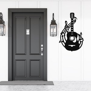 Acoustic Guitar Metal Wall Art, Laser Cut Metal Guitar Sign, Musician or Guitar Teacher Gift, Guitar Decor or Music Room Wall Art