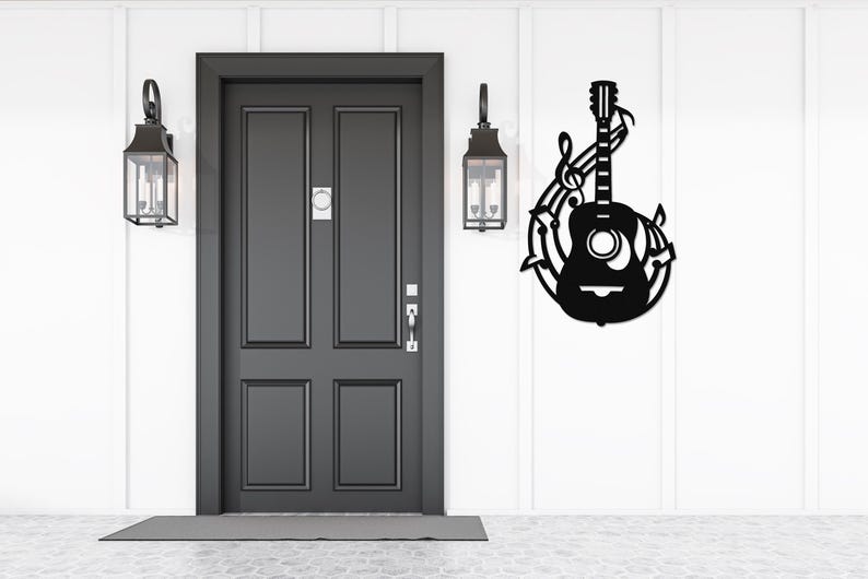 Acoustic Guitar Metal Wall Art, Laser Cut Metal Guitar Sign, Musician or Guitar Teacher Gift, Guitar Decor or Music Room Wall Art