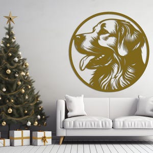 Die Cut Metal Golden Retriever Wall Art-Goldies Dog Lover Gifts-Circular Metal Wall Art Indoor Outdoor Golden Gifts-Laser Cut Metal Sign