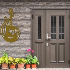 Acoustic Guitar Metal Wall Art, Laser Cut Metal Guitar Sign, Musician or Guitar Teacher Gift, Guitar Decor or Music Room Wall Art