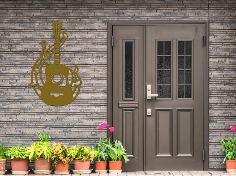 Acoustic Guitar Metal Wall Art, Laser Cut Metal Guitar Sign, Musician or Guitar Teacher Gift, Guitar Decor or Music Room Wall Art