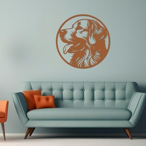 Die Cut Metal Golden Retriever Wall Art-Goldies Dog Lover Gifts-Circular Metal Wall Art Indoor Outdoor Golden Gifts-Laser Cut Metal Sign
