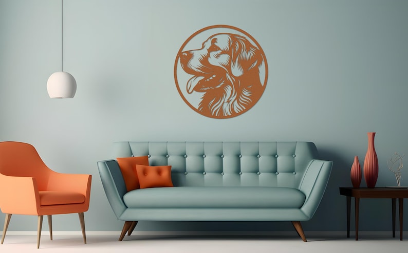Die Cut Metal Golden Retriever Wall Art-Goldies Dog Lover Gifts-Circular Metal Wall Art Indoor Outdoor Golden Gifts-Laser Cut Metal Sign