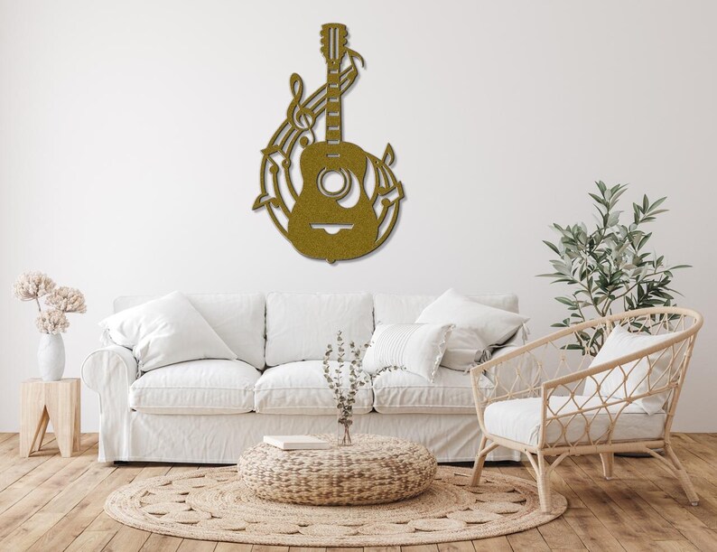 Acoustic Guitar Metal Wall Art, Laser Cut Metal Guitar Sign, Musician or Guitar Teacher Gift, Guitar Decor or Music Room Wall Art