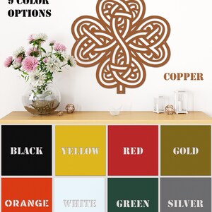 Celtic Shamrock Knot Metal Wall Art-Laser Cut Metal Shamrock Indoor - Outdoor Sign-Irish or Scottish Folk Art Gift-Traditional Celtic Art. Available in 9 vibrant colors.