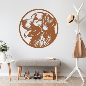 Die Cut Metal Golden Retriever Wall Art-Goldies Dog Lover Gifts-Circular Metal Wall Art Indoor Outdoor Golden Gifts-Laser Cut Metal Sign