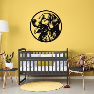 Die Cut Metal Golden Retriever Wall Art-Goldies Dog Lover Gifts-Circular Metal Wall Art Indoor Outdoor Golden Gifts-Laser Cut Metal Sign