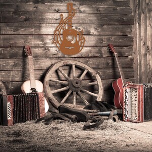 Acoustic Guitar Metal Wall Art, Laser Cut Metal Guitar Sign, Musician or Guitar Teacher Gift, Guitar Decor or Music Room Wall Art