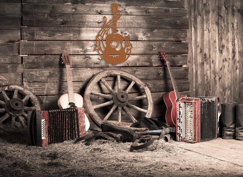 Acoustic Guitar Metal Wall Art, Laser Cut Metal Guitar Sign, Musician or Guitar Teacher Gift, Guitar Decor or Music Room Wall Art