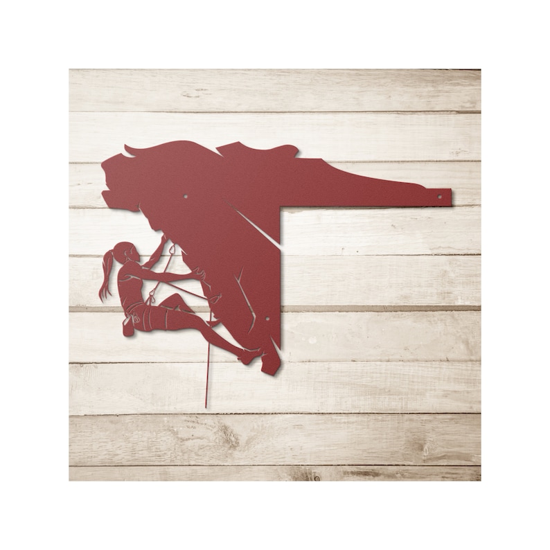 Die Cut Metal Rock Climbing Wall Art Wraps Around a Corner Climbing