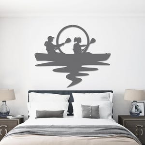 Die-Cut Metal Wall Art Happy Couple Kayaking at Sunset. Outdoor Art, Nature Enthusiast, Adventure Time Art Sign, Outdoorsy Couple Gift