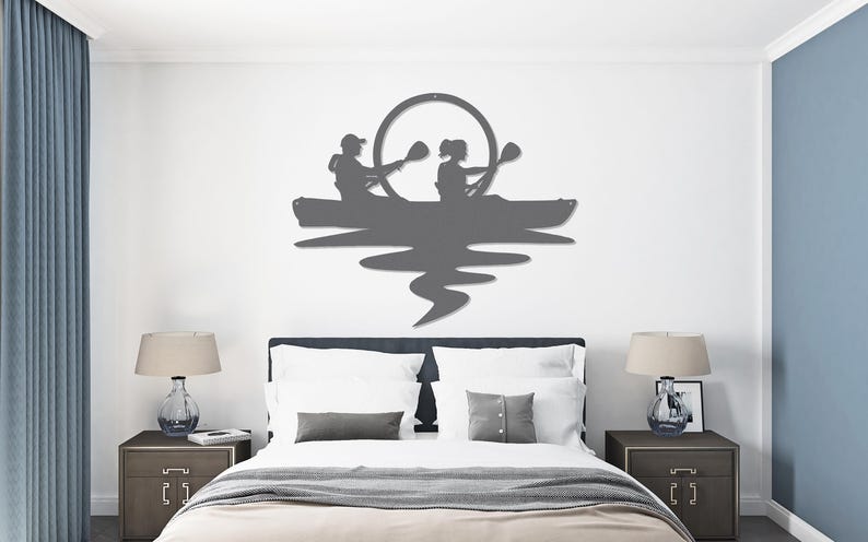 Die-Cut Metal Wall Art Happy Couple Kayaking at Sunset. Outdoor Art, Nature Enthusiast, Adventure Time Art Sign, Outdoorsy Couple Gift
