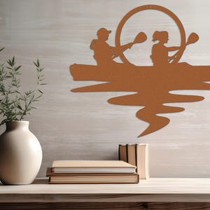 Die-Cut Metal Wall Art Happy Couple Kayaking at Sunset. Outdoor Art, Nature Enthusiast, Adventure Time Art Sign, Outdoorsy Couple Gift