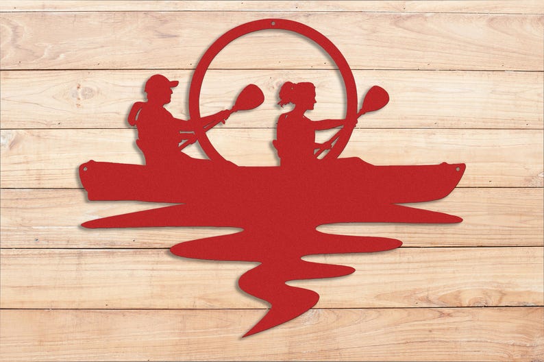 Die-Cut Metal Wall Art Happy Couple Kayaking at Sunset. Outdoor Art, Nature Enthusiast, Adventure Time Art Sign, Outdoorsy Couple Gift image 5