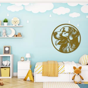 Die Cut Metal Golden Retriever Wall Art-Goldies Dog Lover Gifts-Circular Metal Wall Art Indoor Outdoor Golden Gifts-Laser Cut Metal Sign