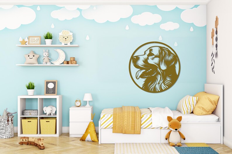 Die Cut Metal Golden Retriever Wall Art-Goldies Dog Lover Gifts-Circular Metal Wall Art Indoor Outdoor Golden Gifts-Laser Cut Metal Sign