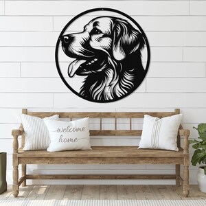 Die Cut Metal Golden Retriever Wall Art-Goldies Dog Lover Gifts-Circular Metal Wall Art Indoor Outdoor Golden Gifts-Laser Cut Metal Sign