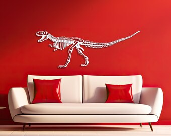 Metal T-Rex Skeleton Wall Art-Laser Cut Metal Tyrannosaurus Rex Skeleton Sign-Dinosaur Room Decor-Dino Skeleton Artwork- Paleontology Art
