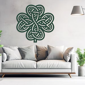 Celtic Shamrock Knot Metal Wall Art-Laser Cut Metal Shamrock Indoor - Outdoor Sign-Irish or Scottish Folk Art Gift-Traditional Celtic Art