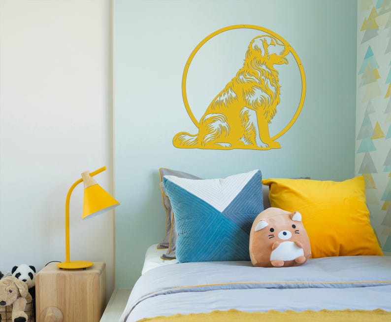 Metal Golden Retriever Wall Art-Dog Lover Gift-Golden Retriever Laser Cut Metal Sign-Goldie Wall Art- Indoor Outdoor Dog Art-Puppy Nursery