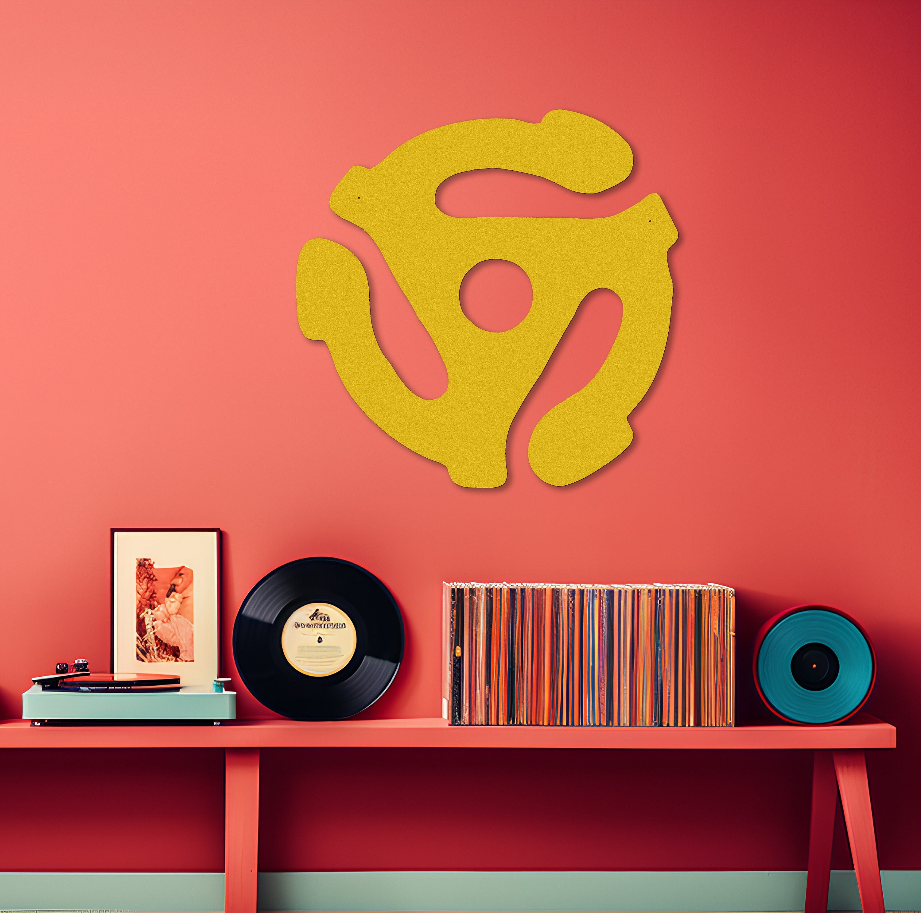 Record Spindle Insert Oversized 45 RPM Record Adapter Metal Wall Art-old School Music Vibe ...