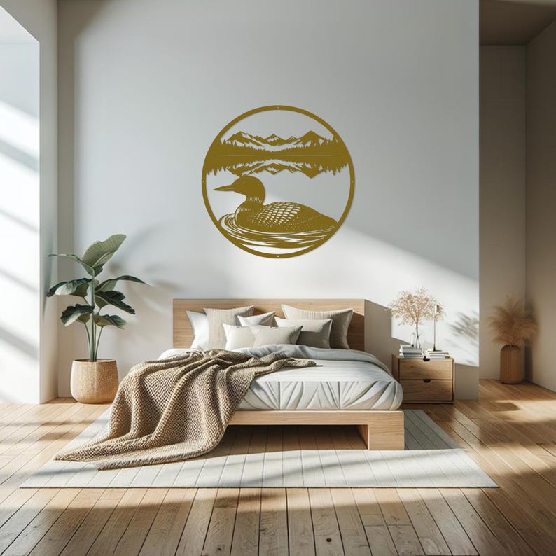 Loon Metal Wall Art-Lake House Decor-Cabin Wall Art-Mountain Lake Scene-Wildlife Art-Outdoor Metal Art-Minnesota Decor-Loon Gift-Rustic Art