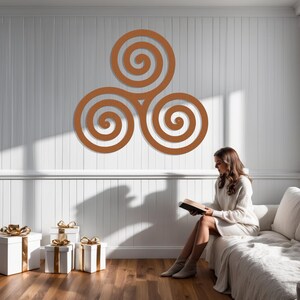 Celtic Spiral Knot Metal Wall Art-Laser Cut Metal Triskele Indoor - Outdoor Sign-Irish or Scottish Folk Art Gift-Traditional Celtic Rune Art