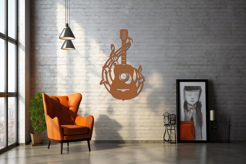 Acoustic Guitar Metal Wall Art, Laser Cut Metal Guitar Sign, Musician or Guitar Teacher Gift, Guitar Decor or Music Room Wall Art