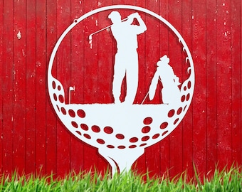 Metal Golfer Yard Stake-Golfer in Action. Outdoor Golf Yard Decor-Golfer Gift Sign-Golfing Enthusiast Gift, Golf Dad Christmas Art Gift