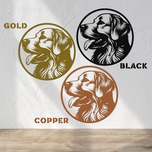 Die Cut Metal Golden Retriever Wall Art-Goldies Dog Lover Gifts-Circular Metal Wall Art Indoor Outdoor Golden Gifts-Laser Cut Metal Sign