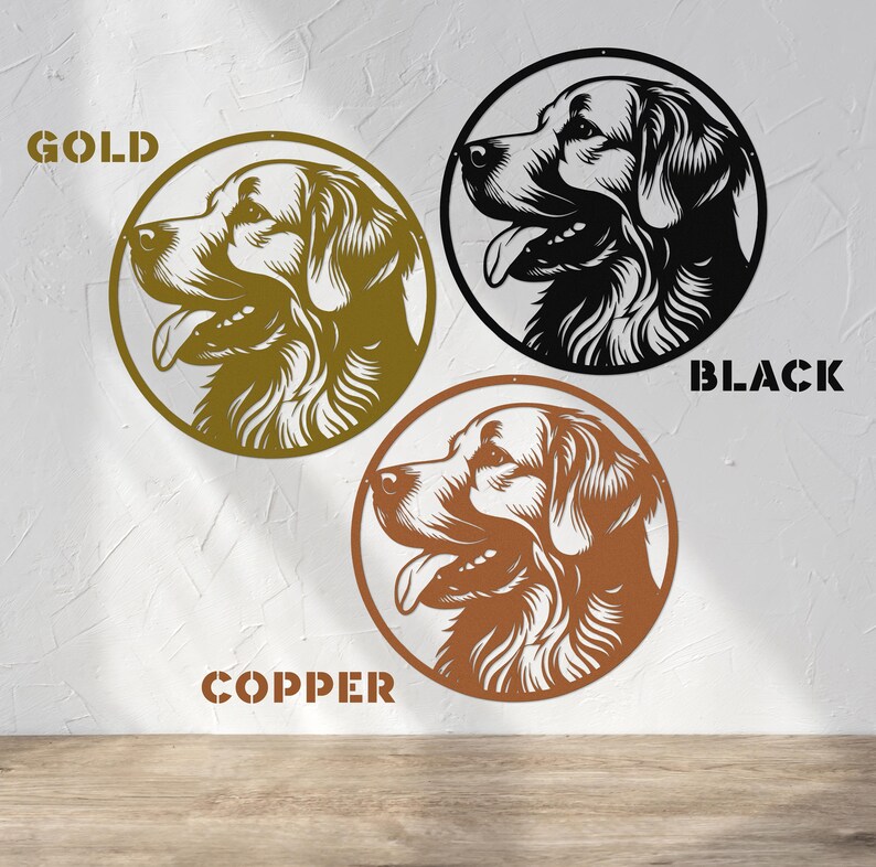 Die Cut Metal Golden Retriever Wall Art-Goldies Dog Lover Gifts-Circular Metal Wall Art Indoor Outdoor Golden Gifts-Laser Cut Metal Sign