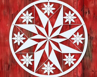 Pennsylvania Dutch Hex Sign-Amish Barn Star-Metal Wall Art-Farmhouse Folk Art-Traditional Barn Decor-Laser Cut Steel-PA Dutch Gift