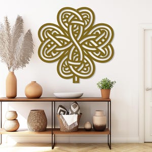 Celtic Shamrock Knot Metal Wall Art-Laser Cut Metal Shamrock Indoor - Outdoor Sign-Irish or Scottish Folk Art Gift-Traditional Celtic Art