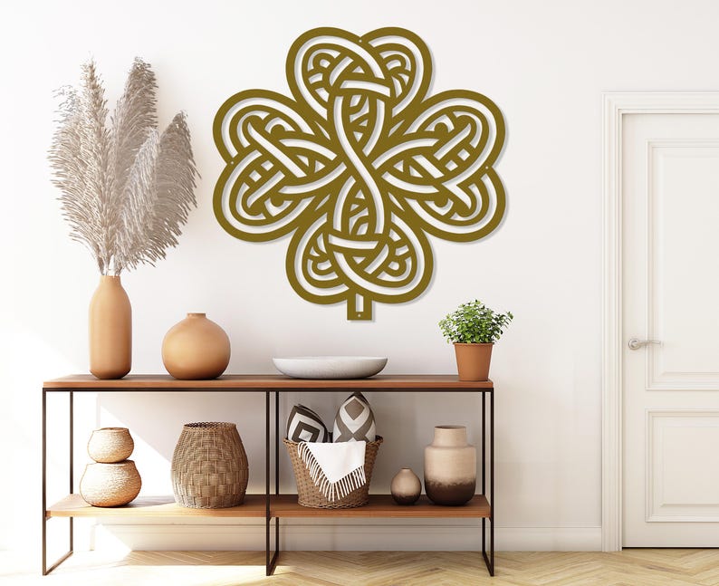 Celtic Shamrock Knot Metal Wall Art-Laser Cut Metal Shamrock Indoor - Outdoor Sign-Irish or Scottish Folk Art Gift-Traditional Celtic Art