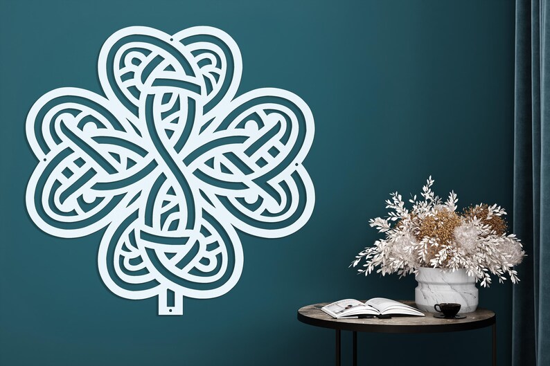Celtic Shamrock Knot Metal Wall Art-Laser Cut Metal Shamrock Indoor - Outdoor Sign-Irish or Scottish Folk Art Gift-Traditional Celtic Art