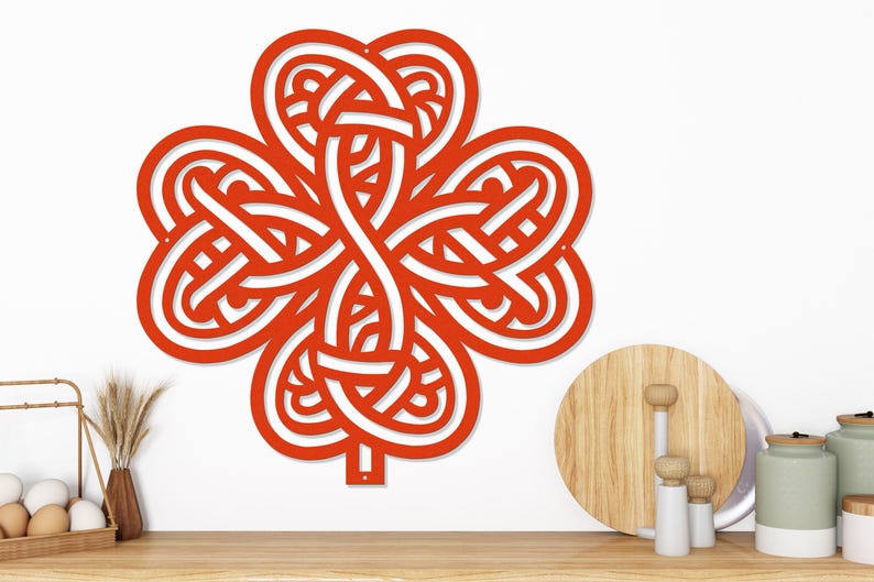 Celtic Shamrock Knot Metal Wall Art-Laser Cut Metal Shamrock Indoor - Outdoor Sign-Irish or Scottish Folk Art Gift-Traditional Celtic Art