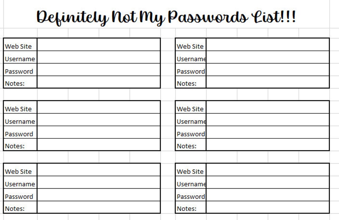 Password List-minimalist - Etsy